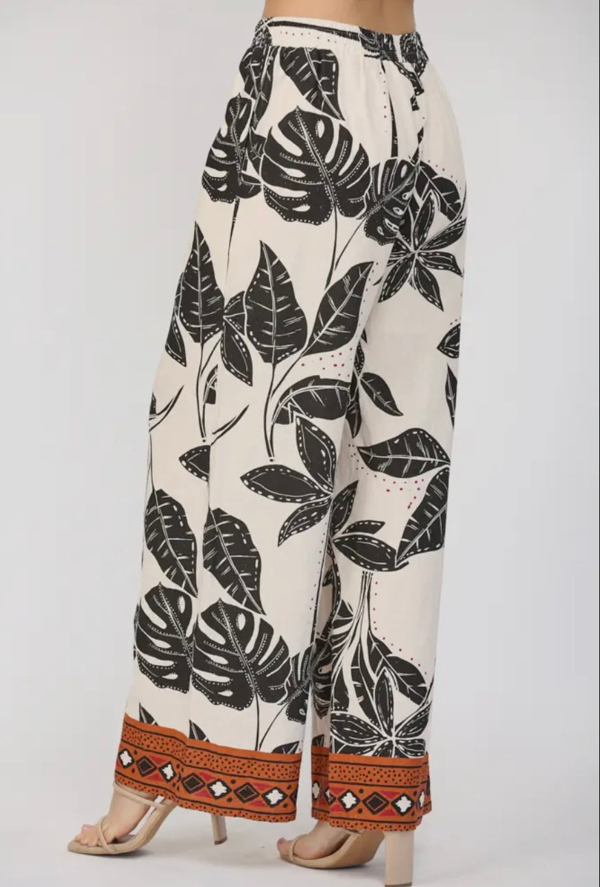 Tropical Noir Palazzo Pants