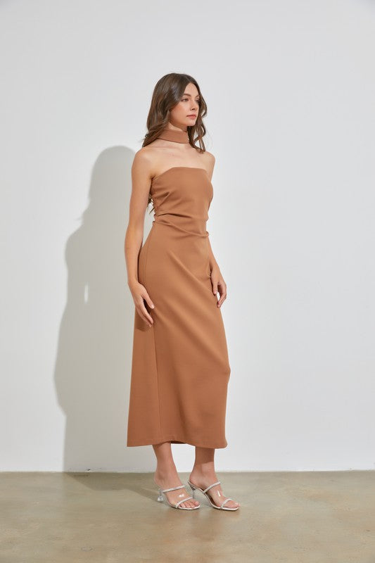 Open Mock Neck Dress