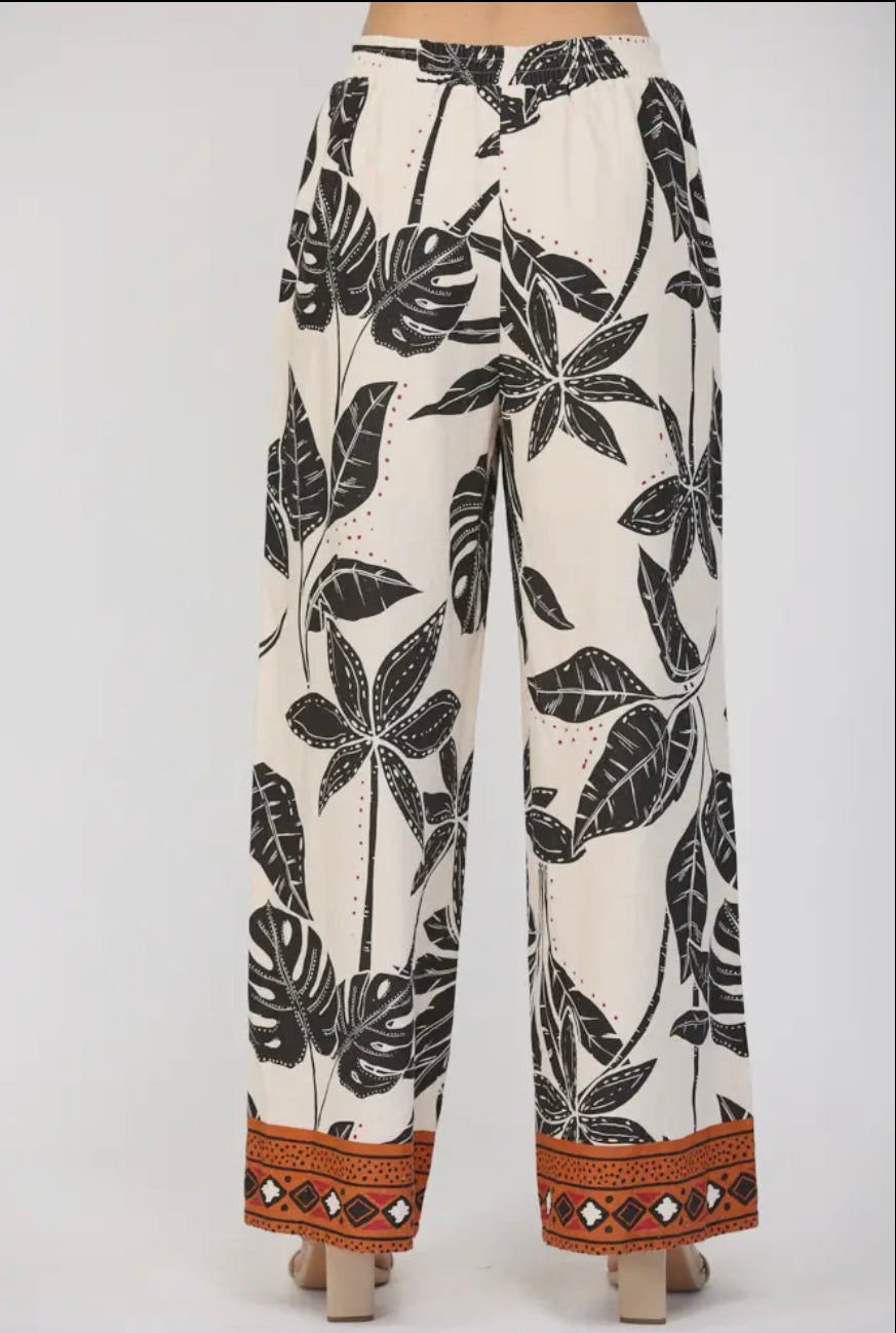 Tropical Noir Palazzo Pants