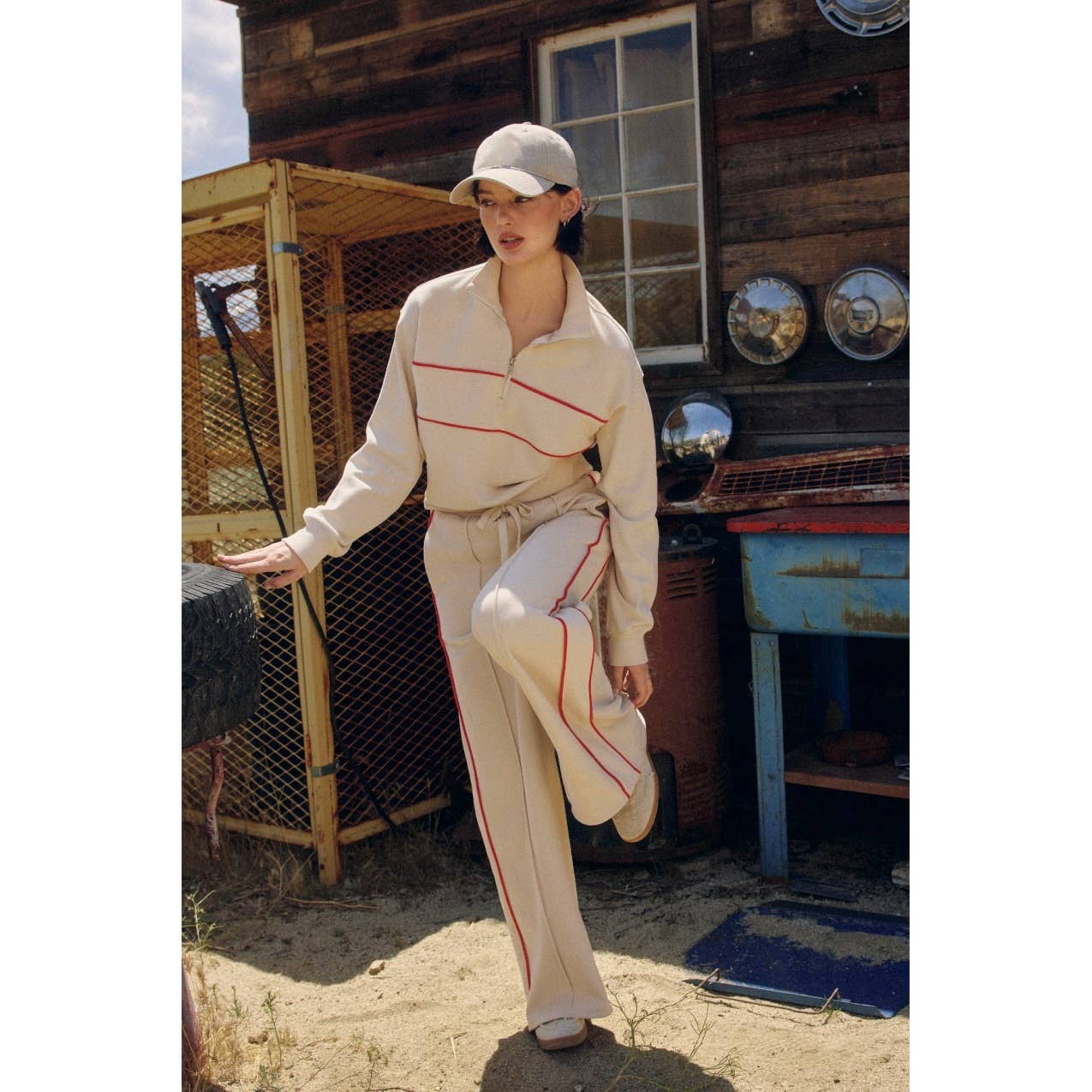 Track Stripe Half Zip Sweatshirt