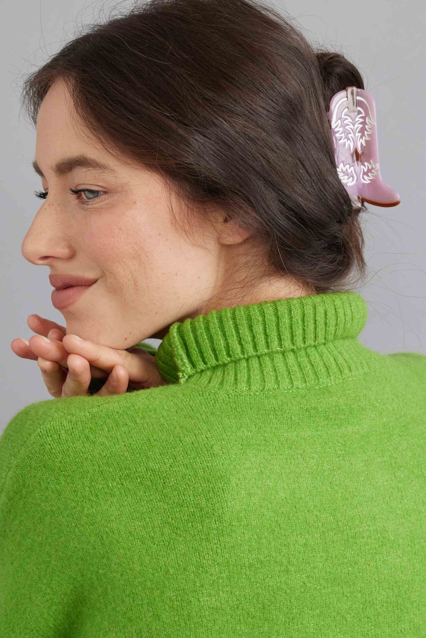 Eco Western Cowboy Boots Hair Claw Clip - Mauve