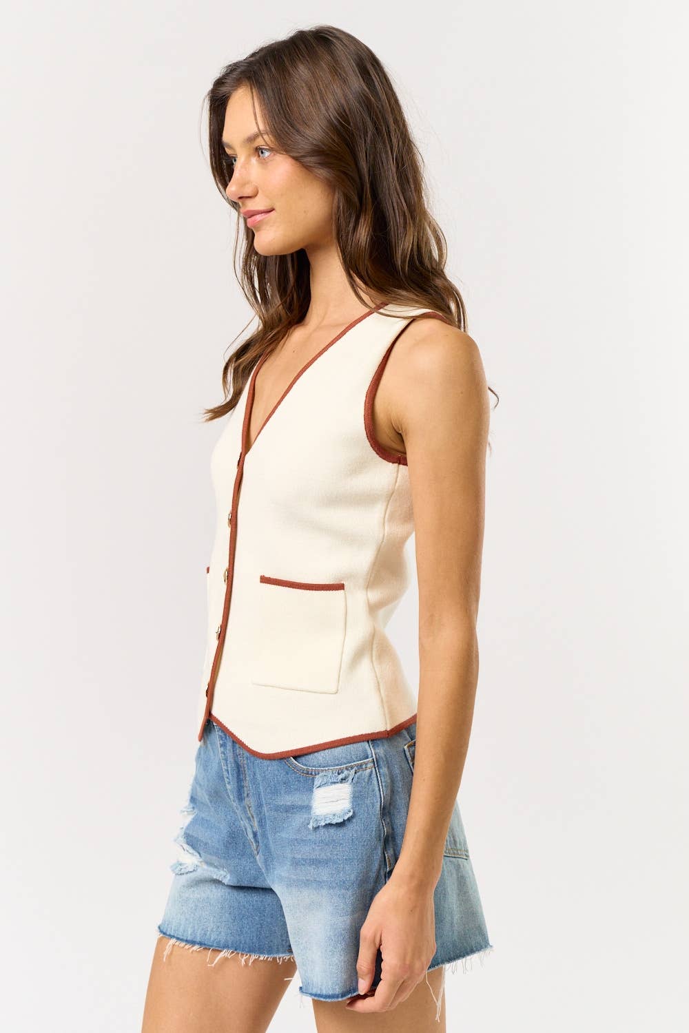 Contrast Sweater Vest