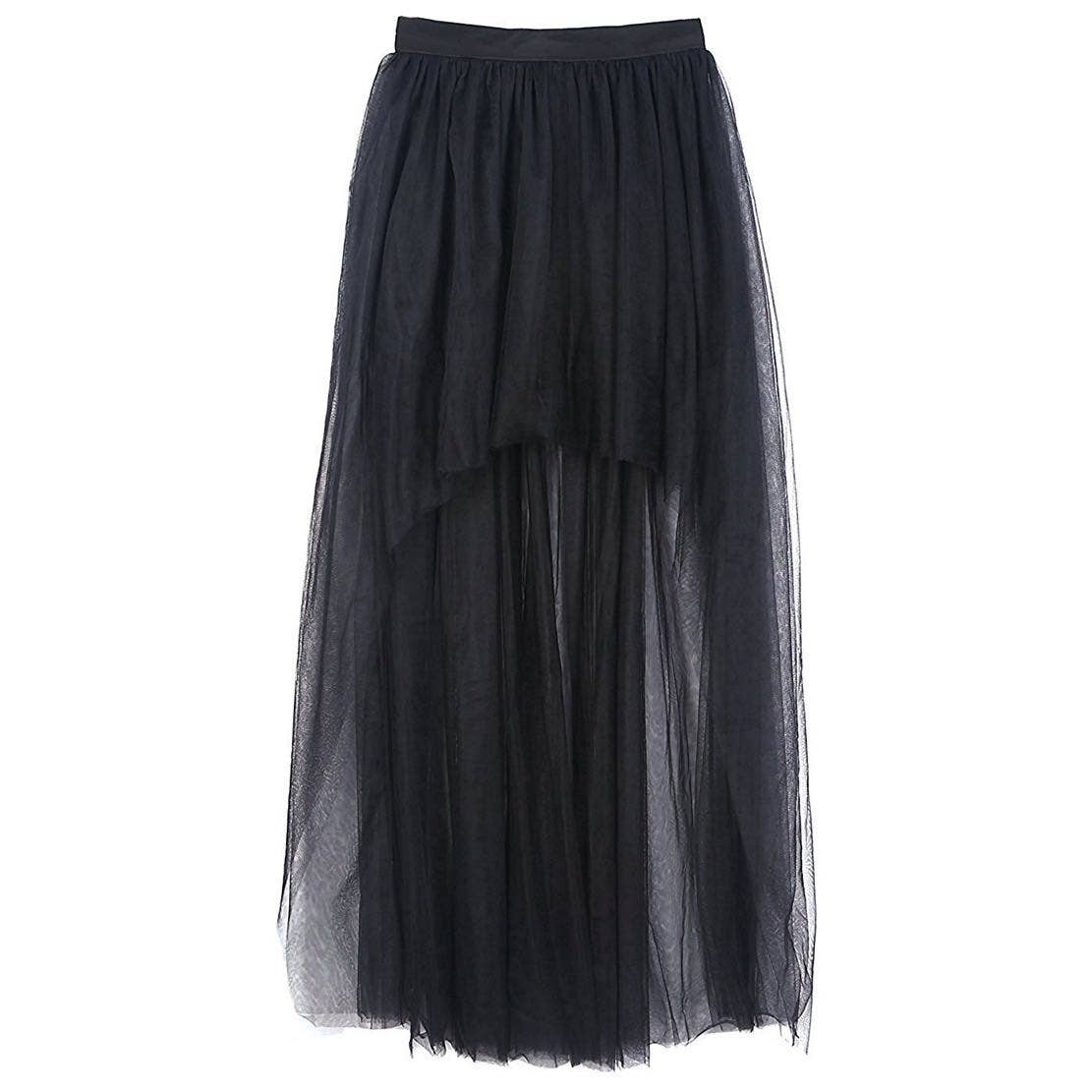 Mesh High Low Tutu Skirt - Black