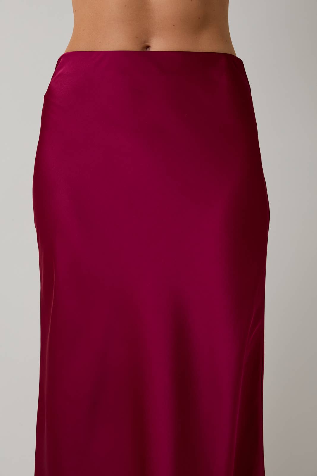 Bias Satin Maxi Skirt - Cranberry