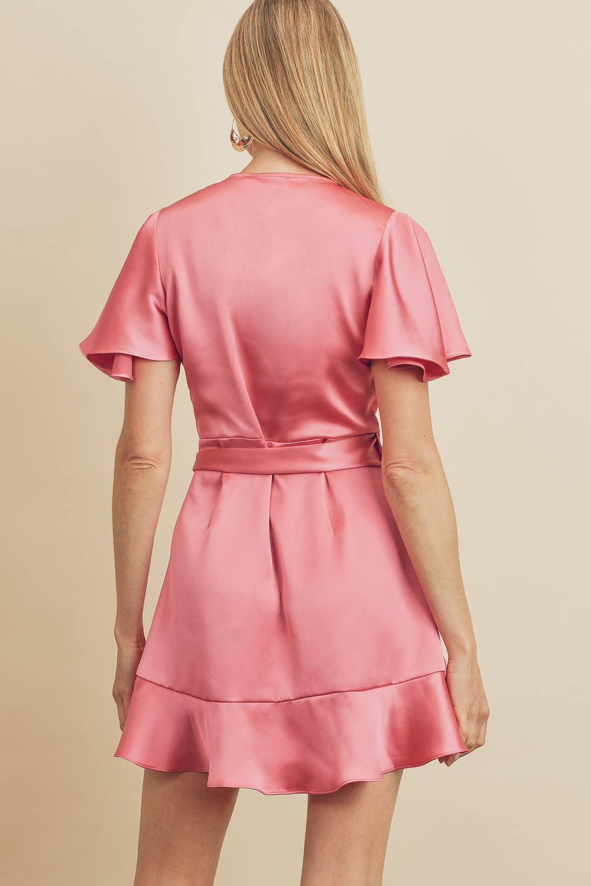 Flutter Sleeve Mini Wrap Dress