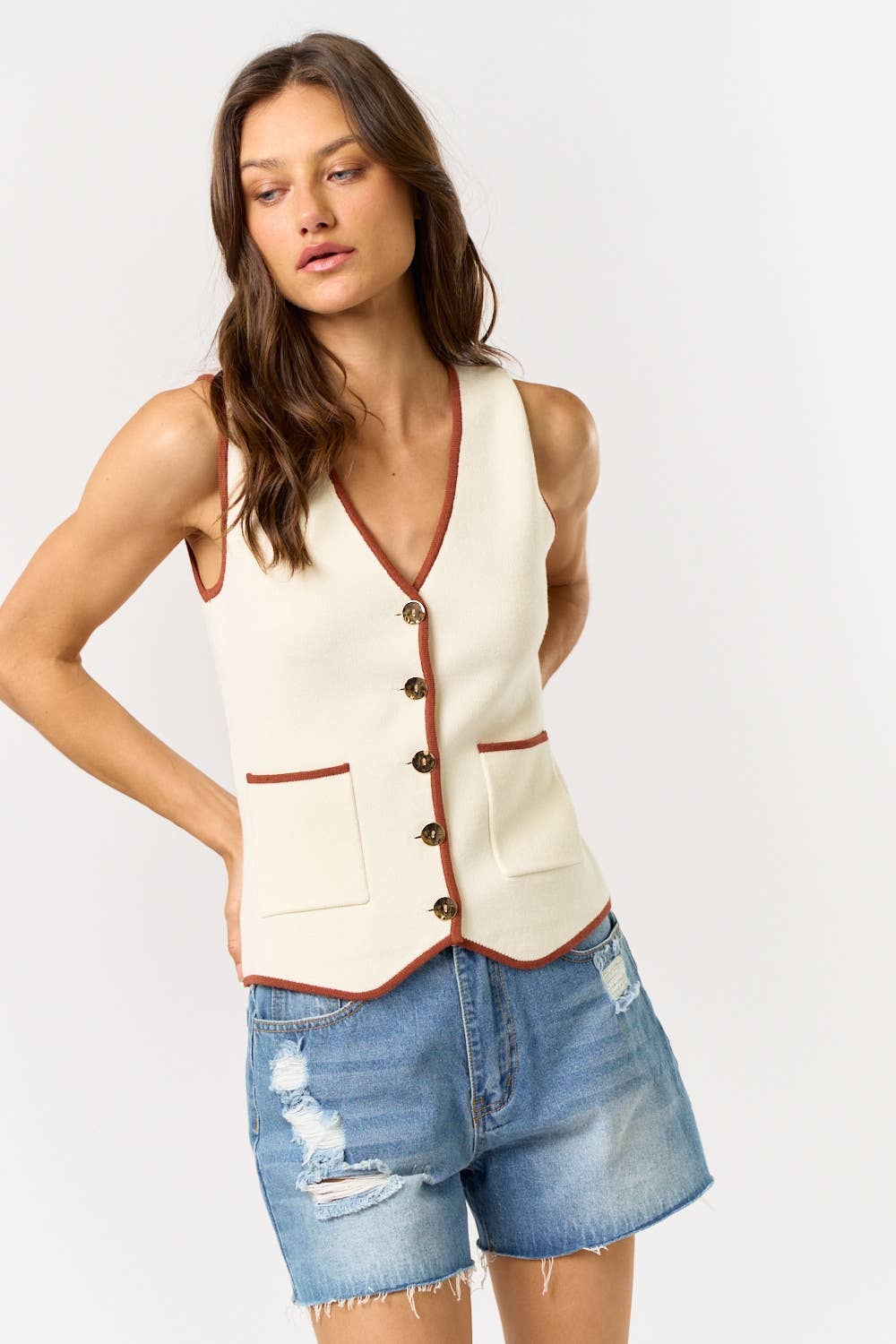 Contrast Sweater Vest