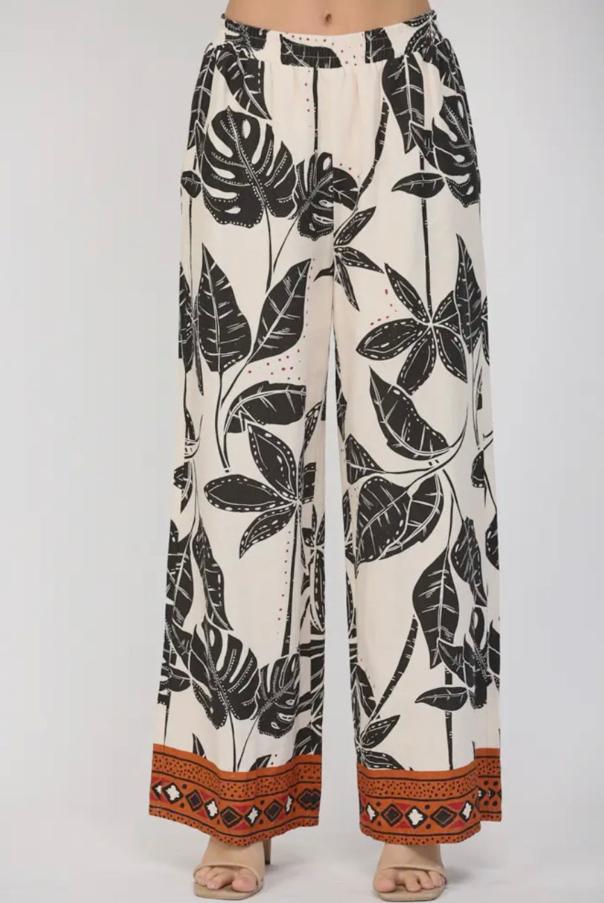 Tropical Noir Palazzo Pants