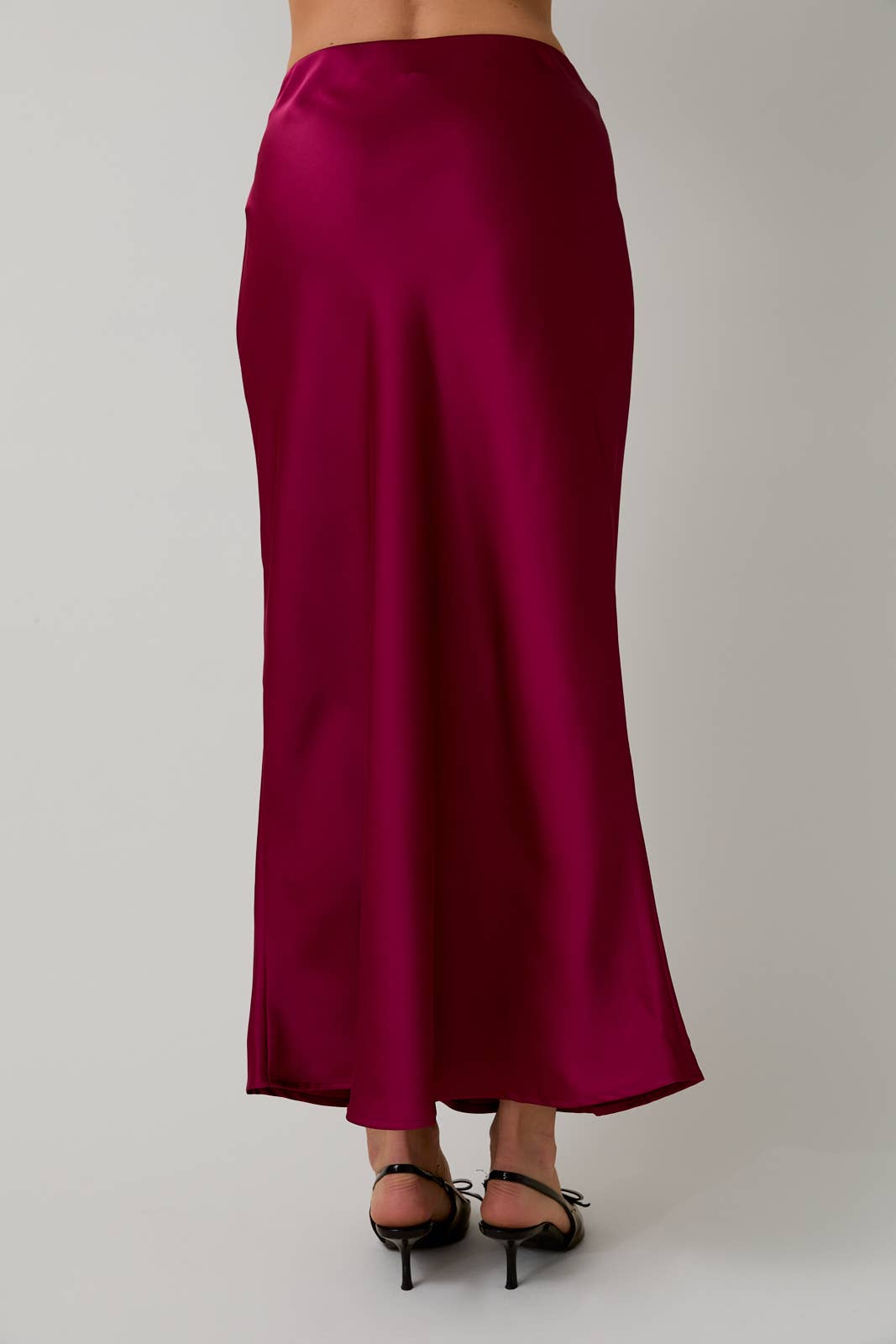 Bias Satin Maxi Skirt - Cranberry
