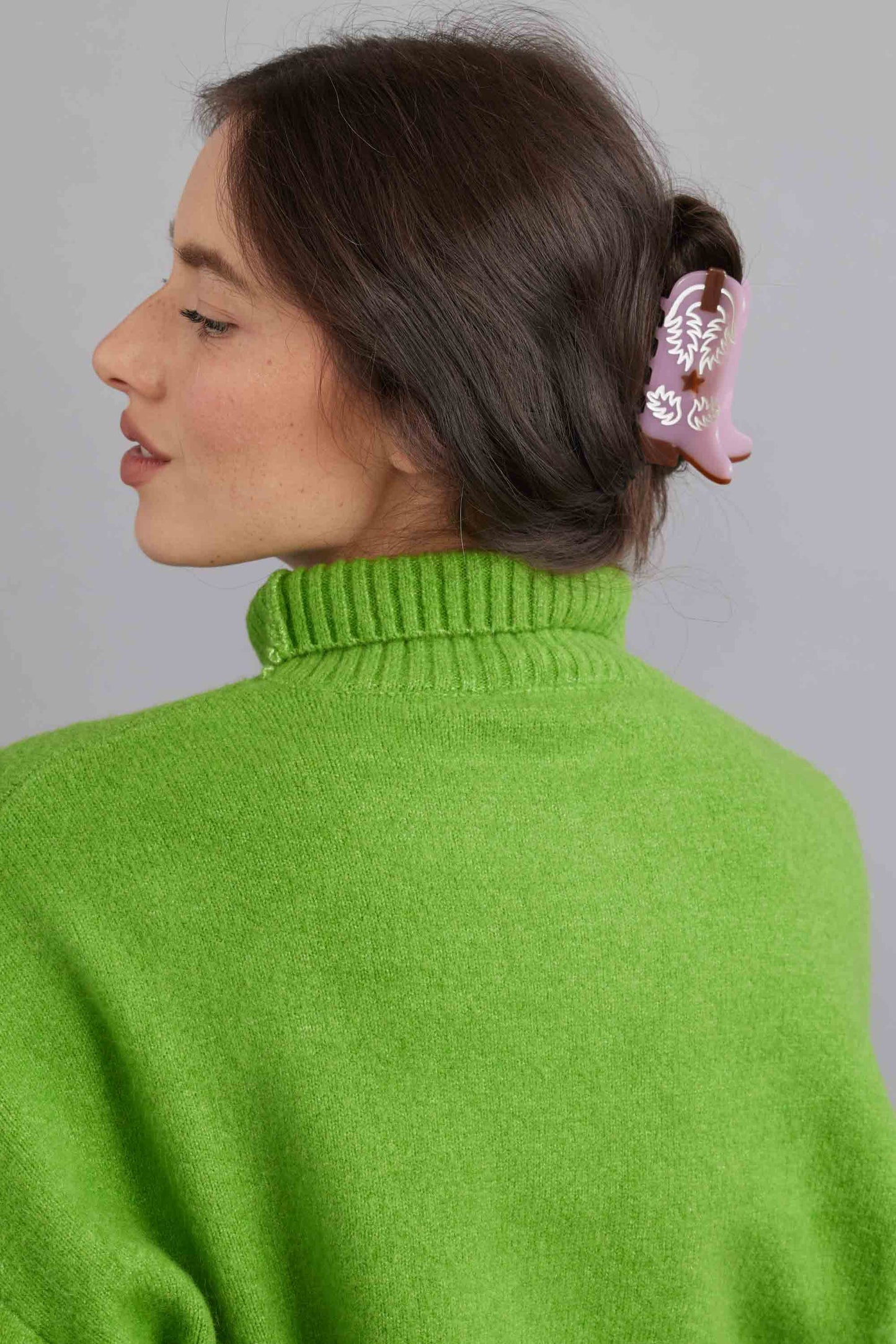 Eco Western Cowboy Boots Hair Claw Clip - Mauve