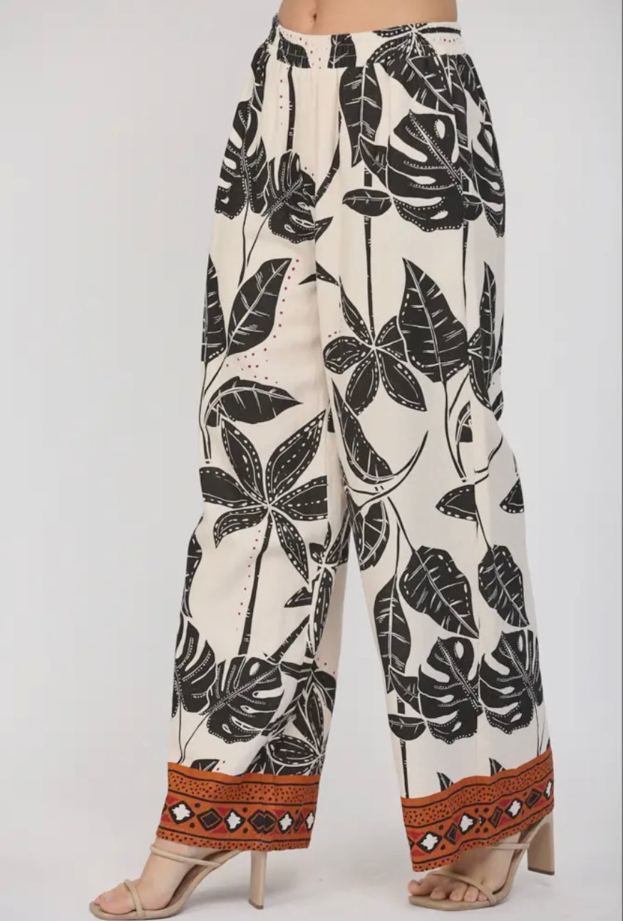 Tropical Noir Palazzo Pants