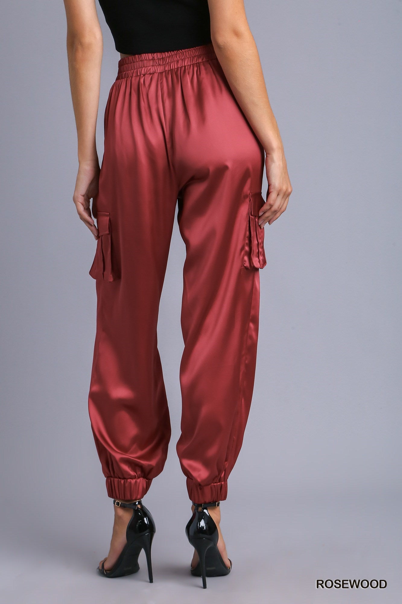 Satin Jogger Cargo Pants