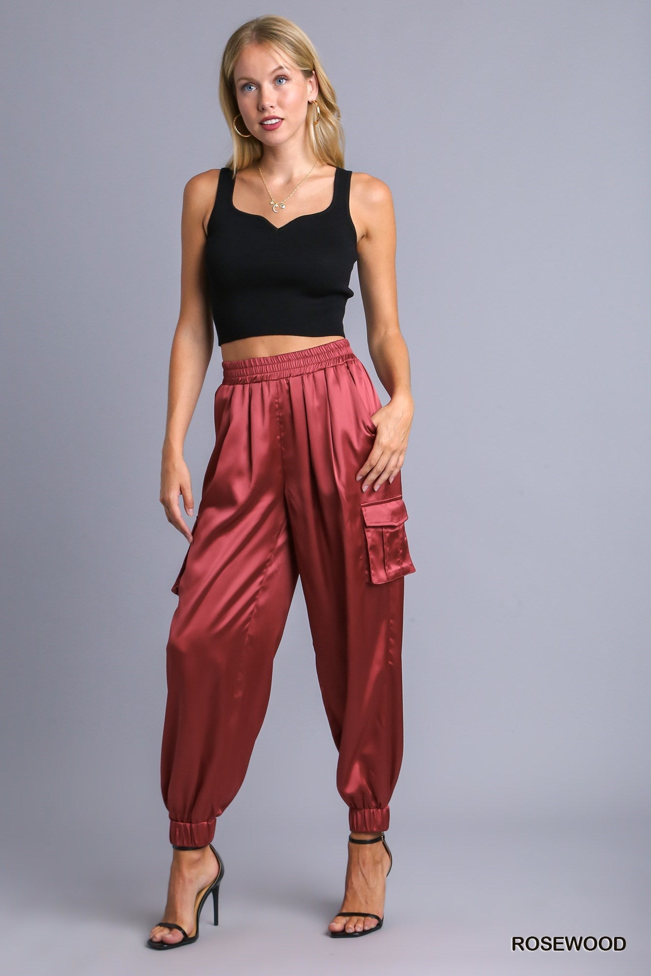 Satin Jogger Cargo Pants