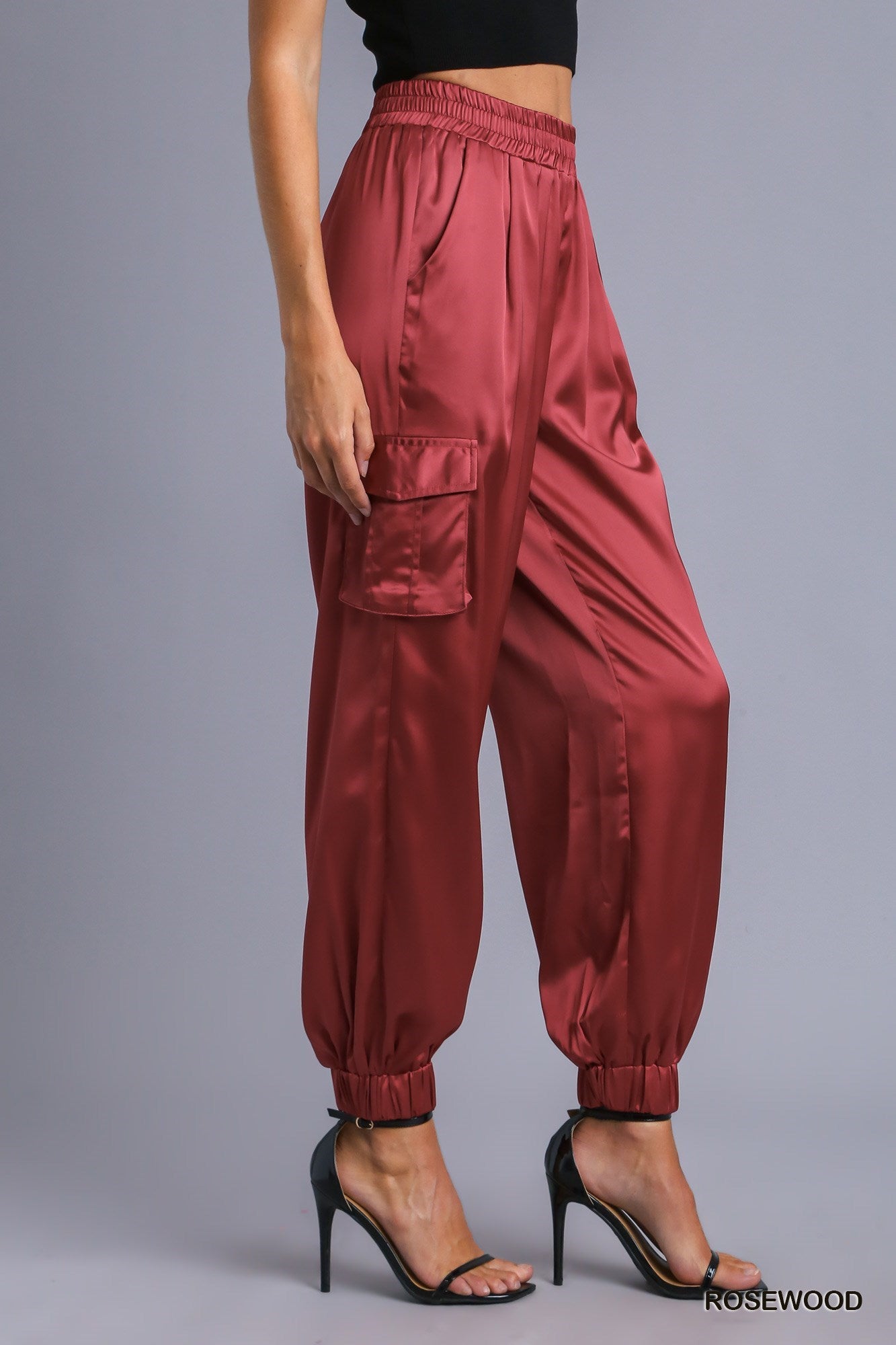 Satin Jogger Cargo Pants