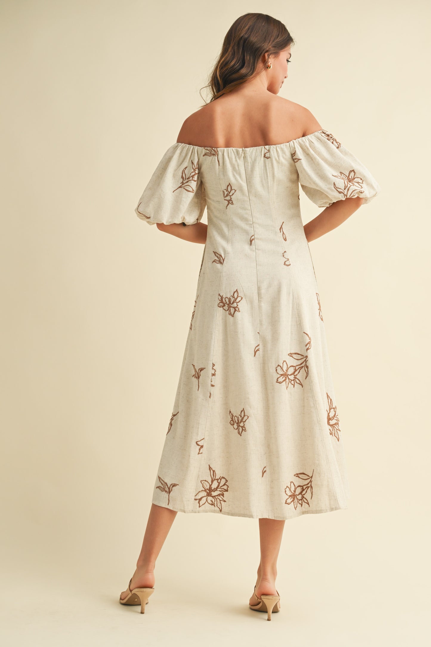 Cream Meadow Midi Dress