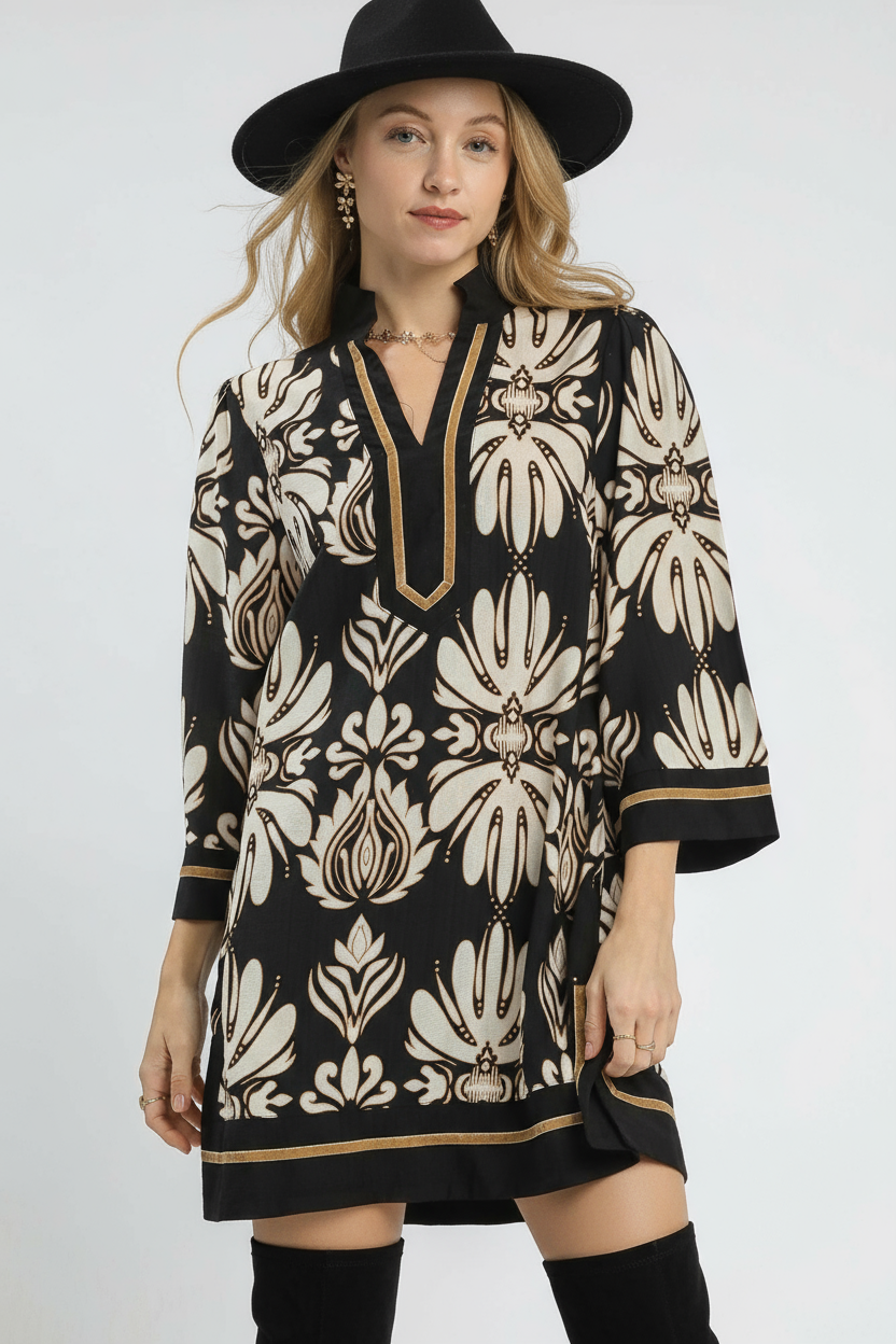 Baroque Floral Tunic Top/Mini Dress