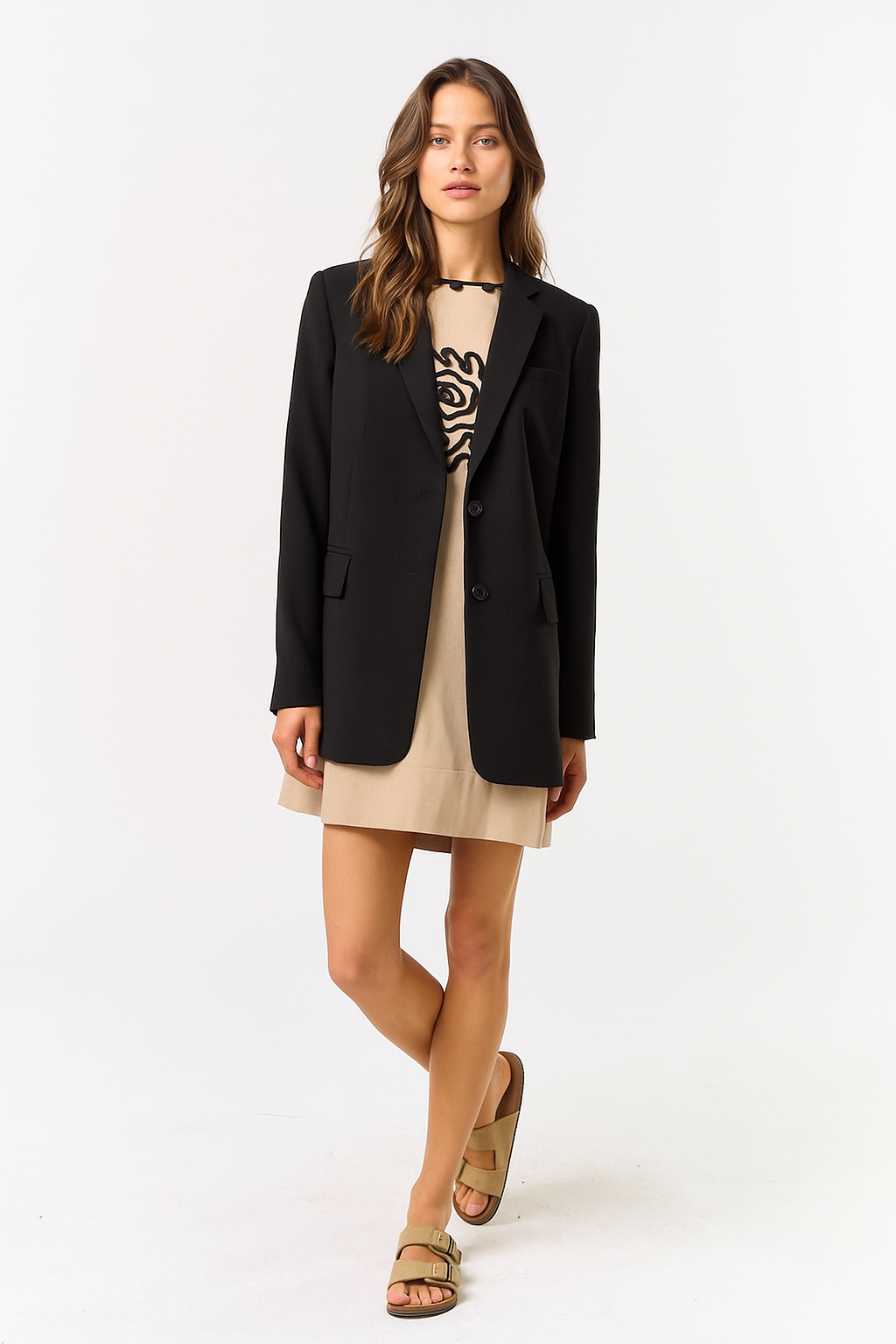 Boat Neck Embroidered Shift Dress