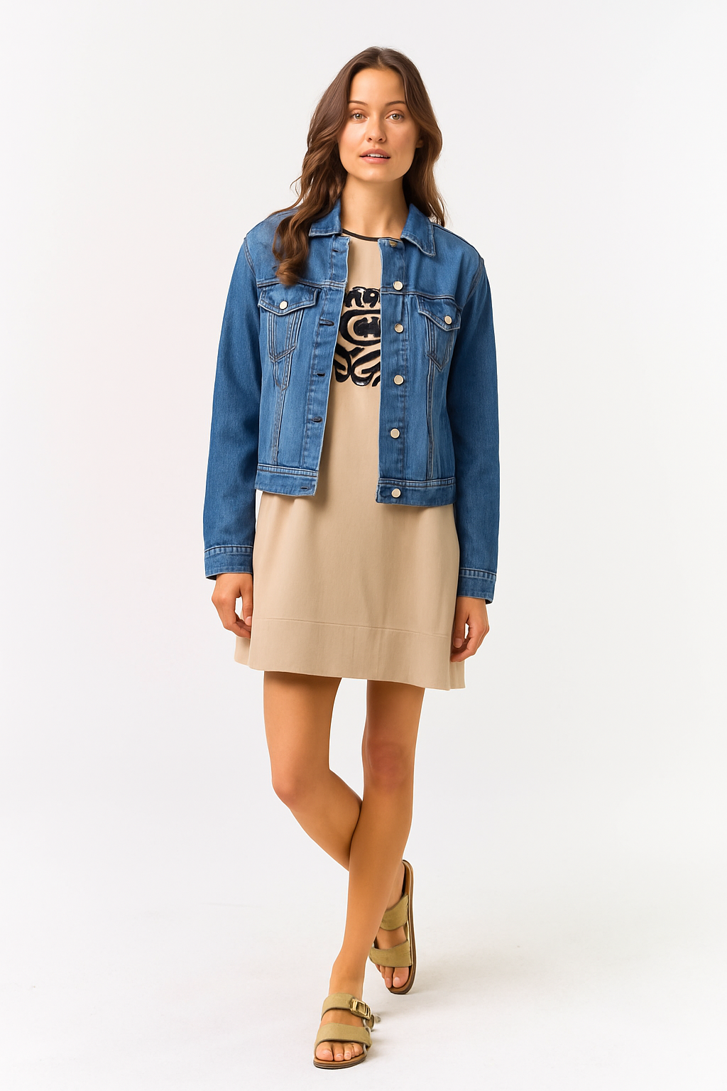 Boat Neck Embroidered Shift Dress