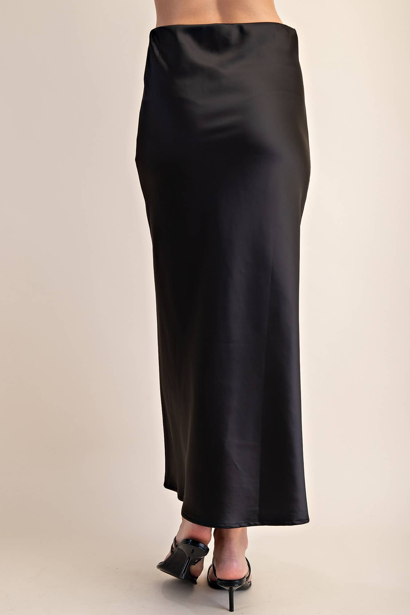 Satin Midi Skirt - Black