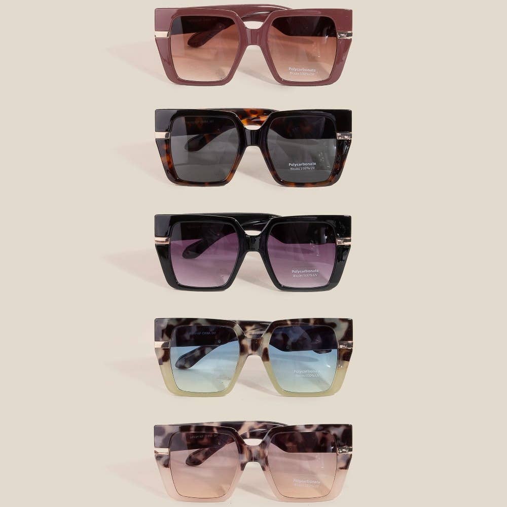 Oversized Square Frame Sunglasses - Assorted Colors