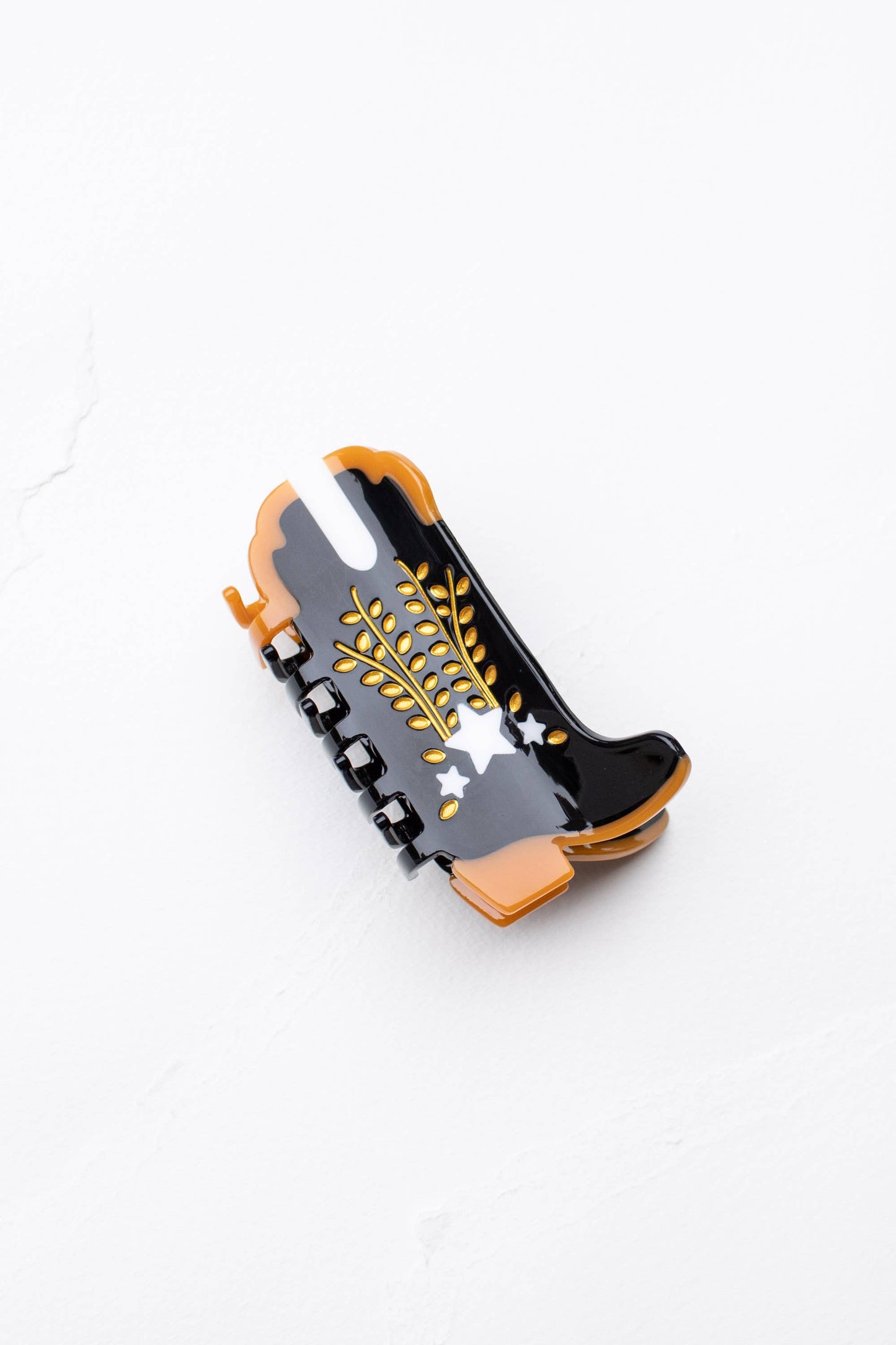 Eco Shooting Star Cowboy Boots Hair Claw Clip - Black