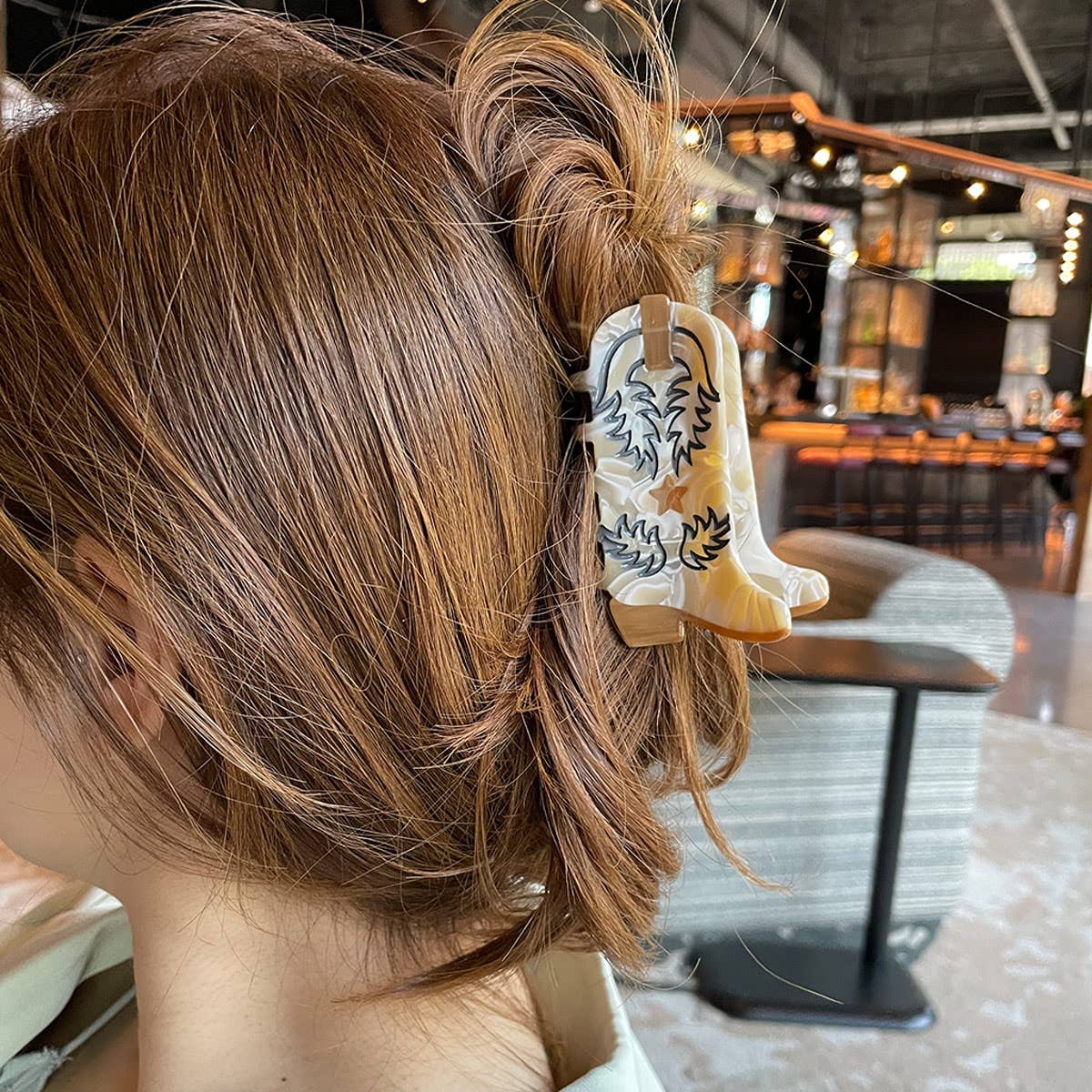 Eco Western Cowboy Boots Hair Claw Clip - Cheese Cake