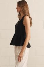 Sleeveless Peplum Knit Top