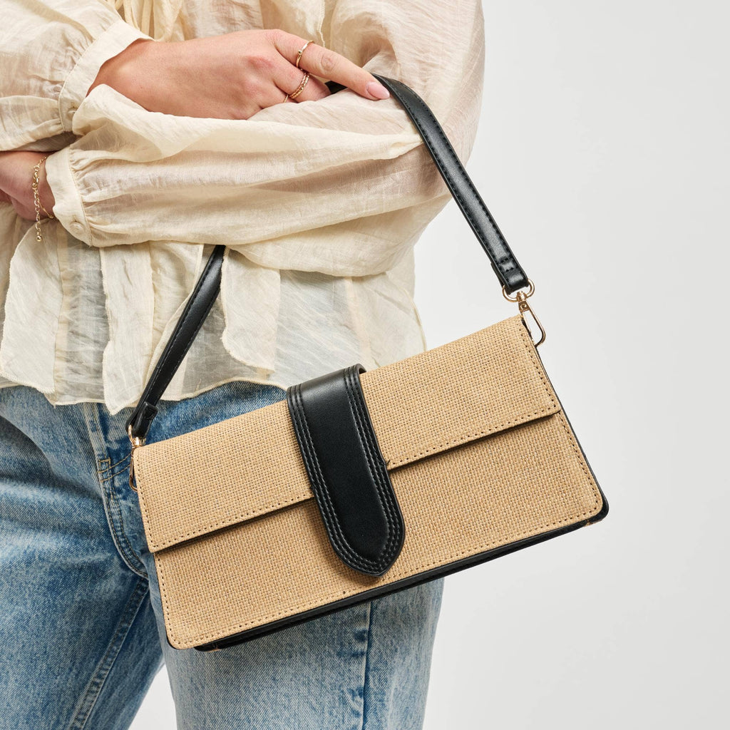 Violet Straw Crossbody - Natural Black