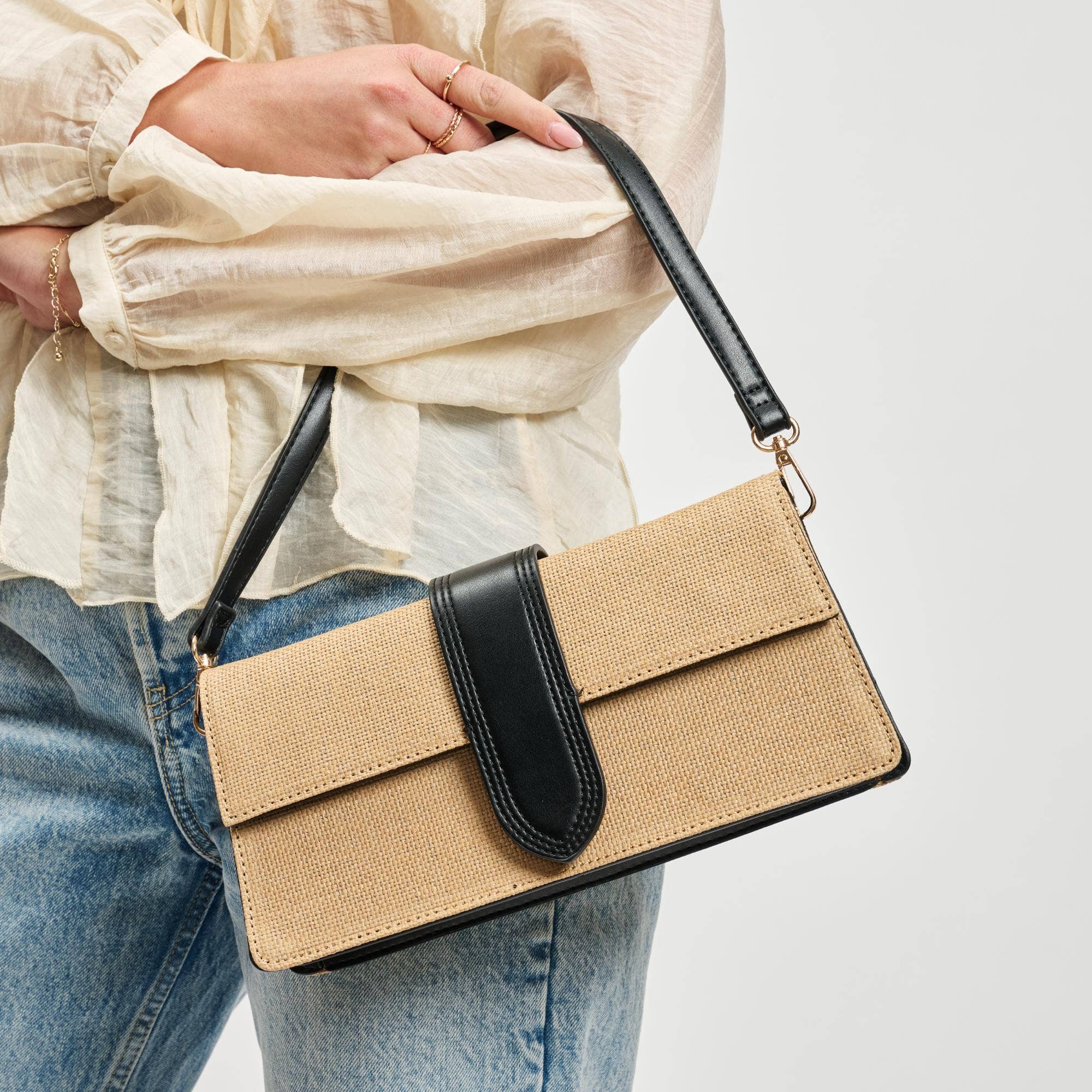 Violet Straw Crossbody - Natural Black