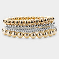 5 Pcs - Metal Ball Beaded Bracelet - Mixed