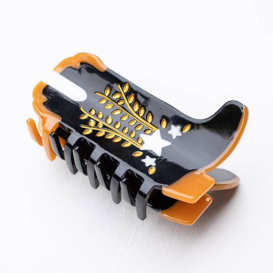 Eco Shooting Star Cowboy Boots Hair Claw Clip - Black