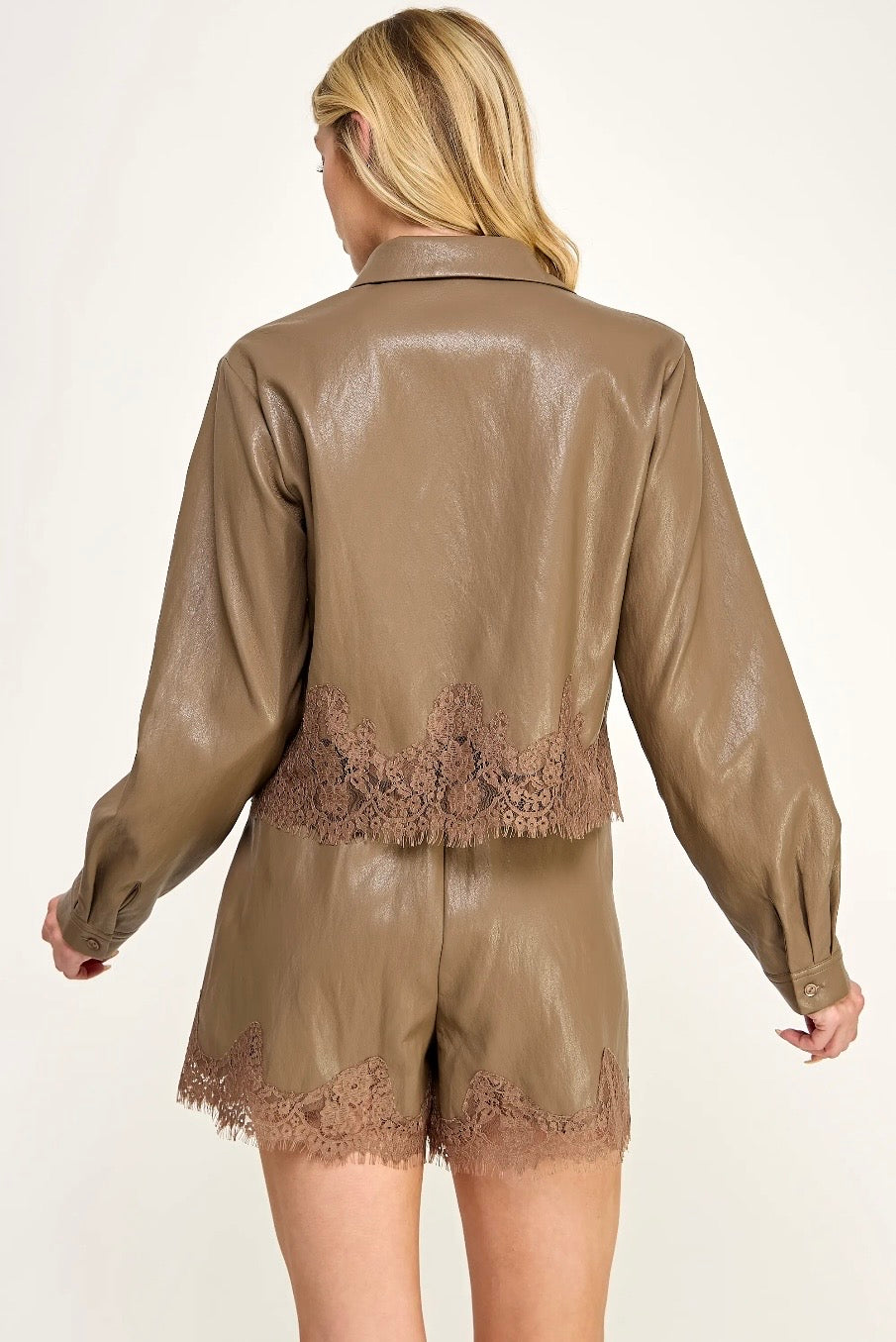 Lace Trim Hem Top - Cappucino