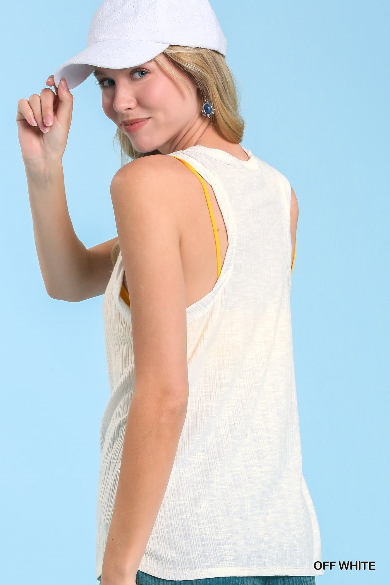 Sleeveless Casual Ribbed Racerback Tank Top