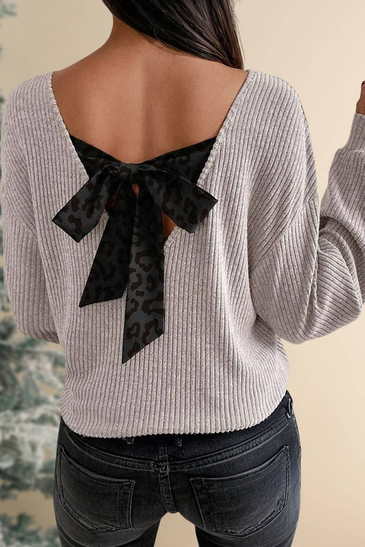 Bow Tie Back Blouse - Taupe