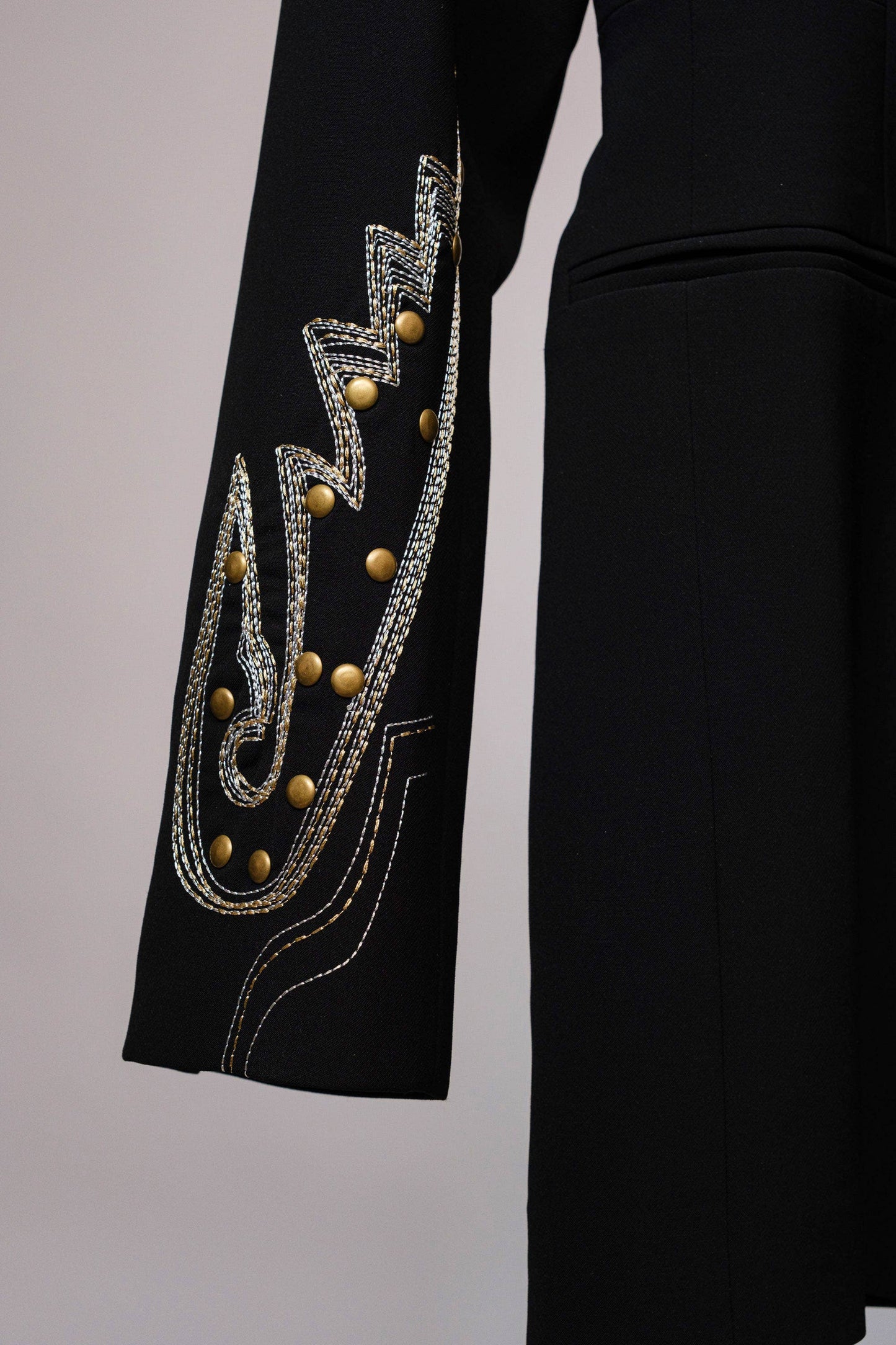 Embroidered Tunic Blazer - Black