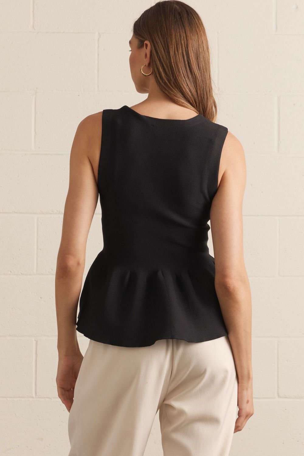 Sleeveless Peplum Knit Top