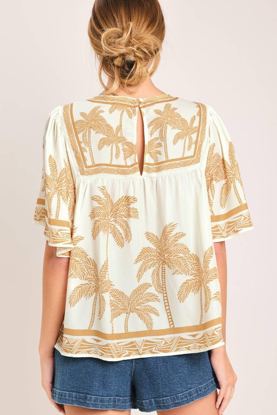 Printed Woven Top - Ivory