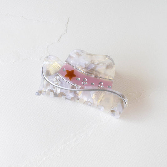 Eco Western Cowboy Hat Hair Claw Clip - Pearl