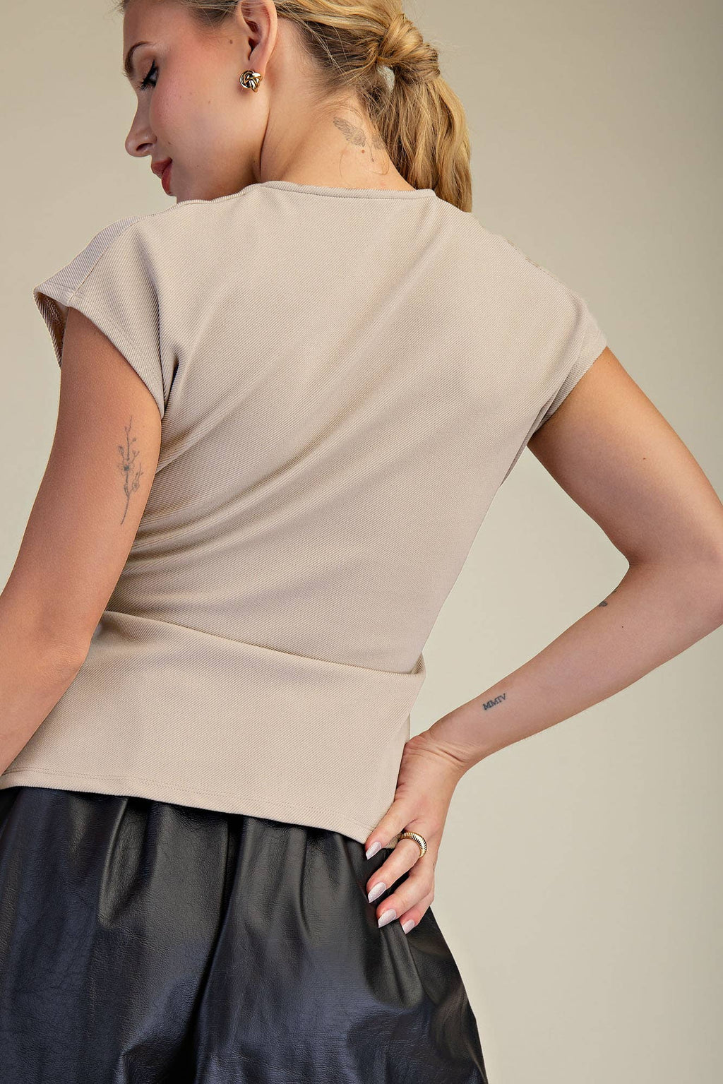 Surplice V-Neck Top - Taupe