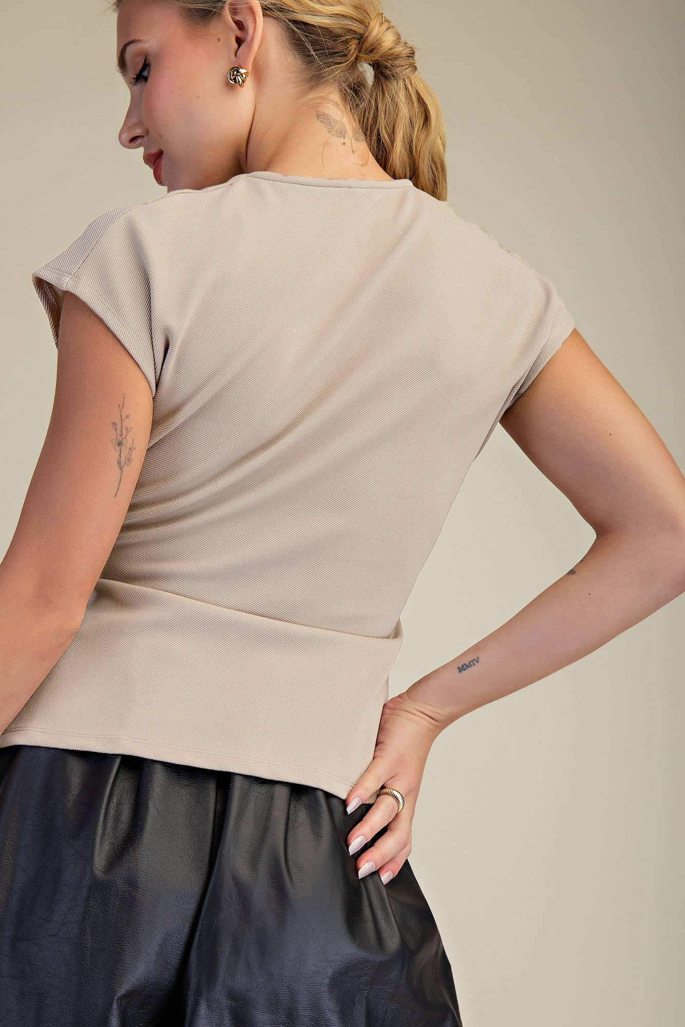 Surplice V-Neck Top - Taupe