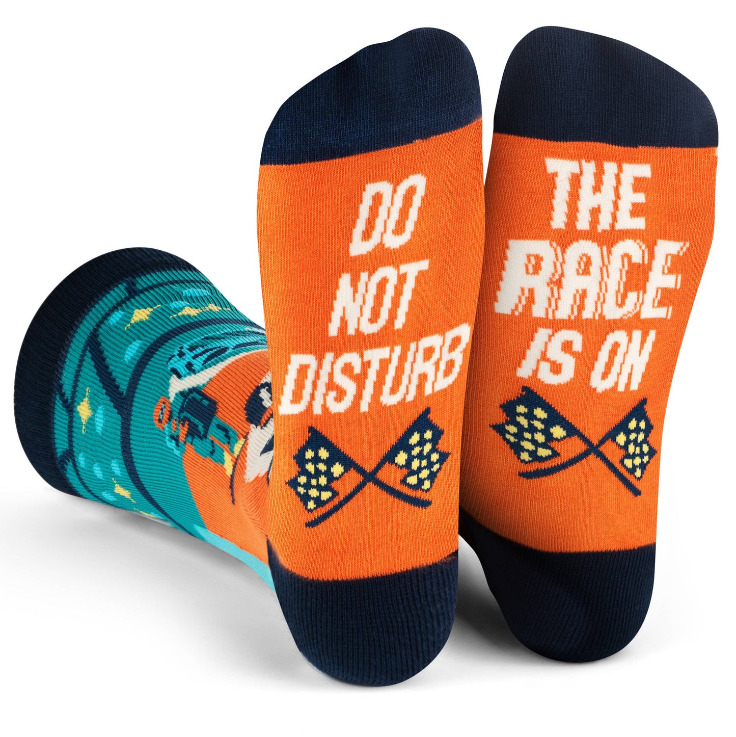 “Do Not Disturb, The Race Is On” Socks