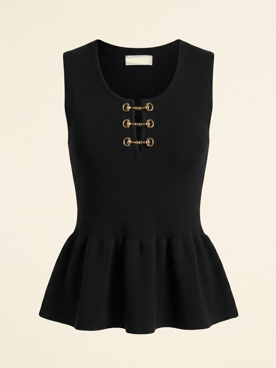 Sleeveless Peplum Knit Top