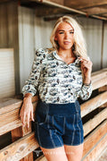 Western Printed Pearl Snap Shirt