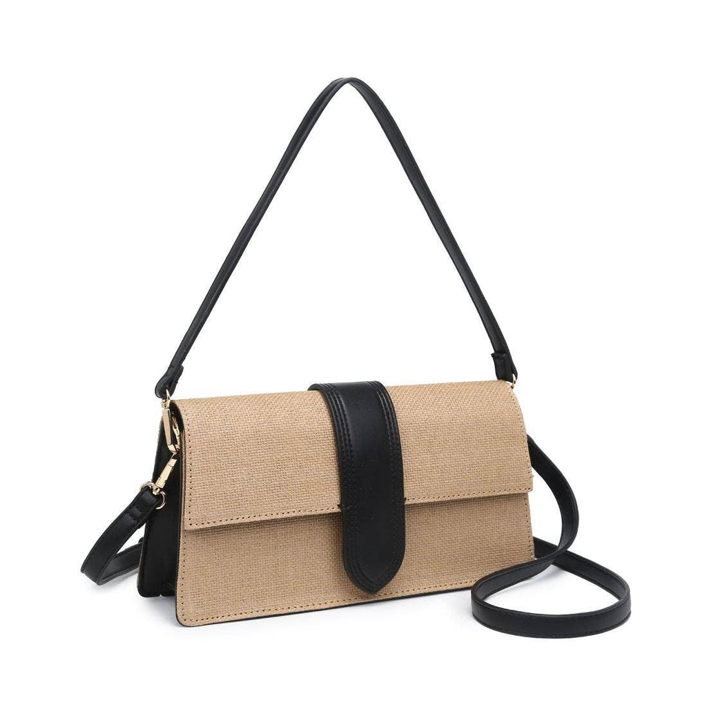 Violet Straw Crossbody - Natural Black