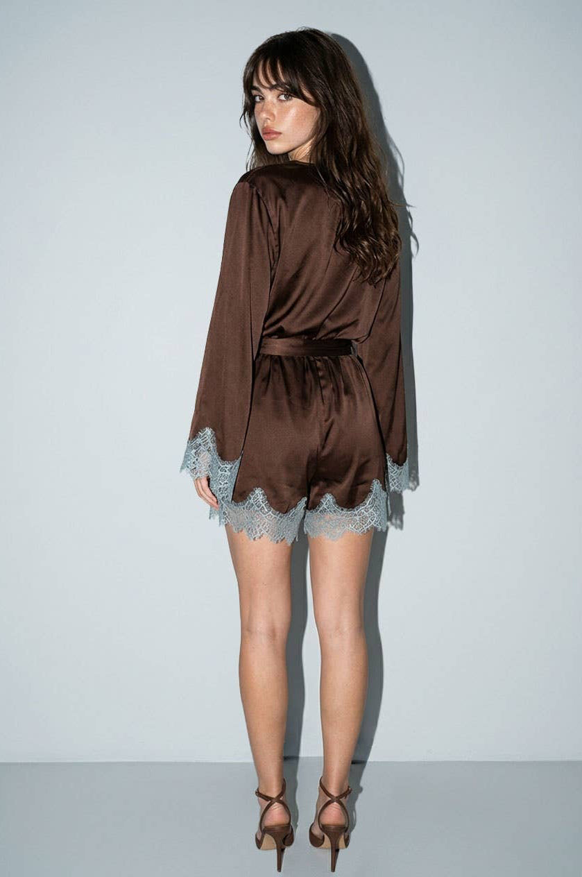 Contrast Lace Trim Romper