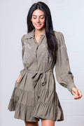 Sage Blossom Western Mini Dress