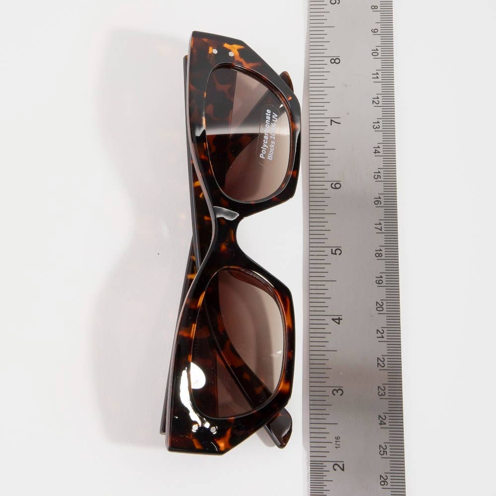 Angular Cat Eye Rivet Detail Sunglasses - Assorted Colors