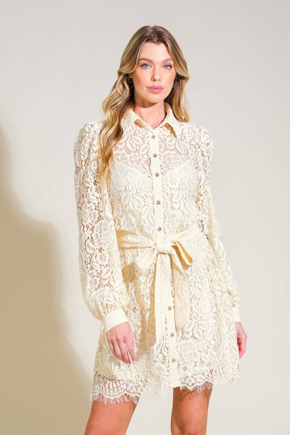 Lace Mini Dress - Cream