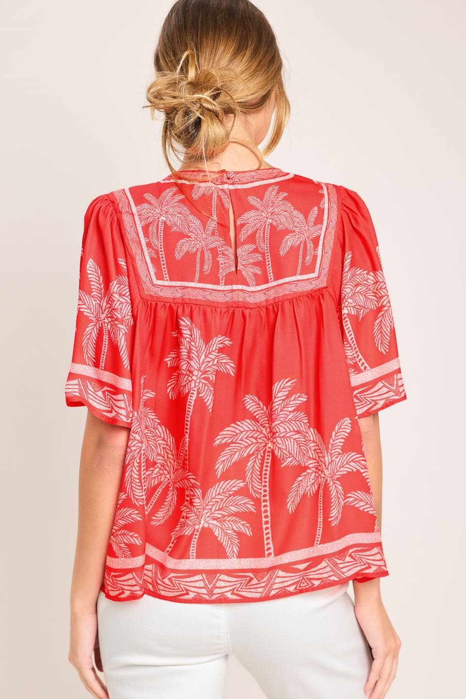 Printed Woven Top - Red
