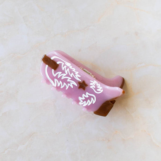 Eco Western Cowboy Boots Hair Claw Clip - Mauve