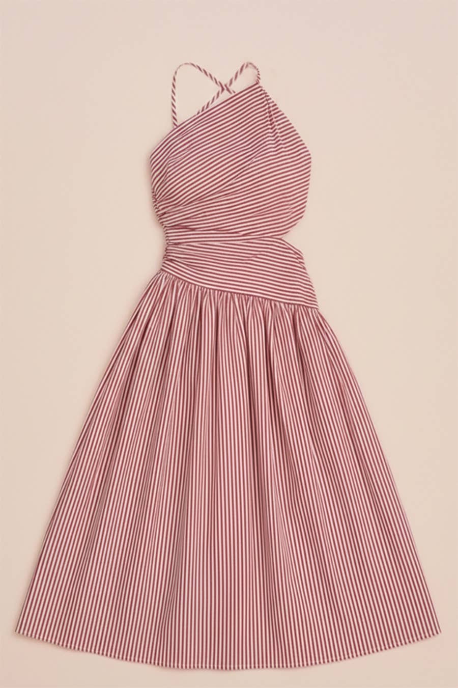 Asymmetrical Striped Midi Dress